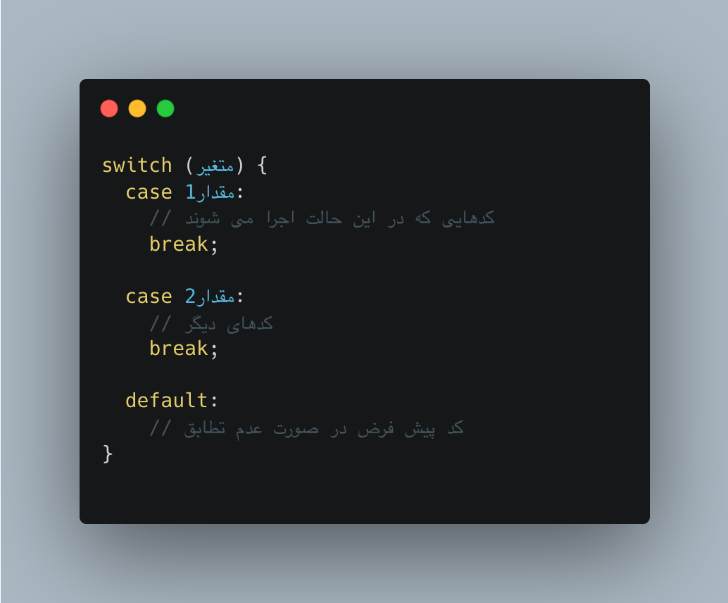 ساختار کلی دستور switch